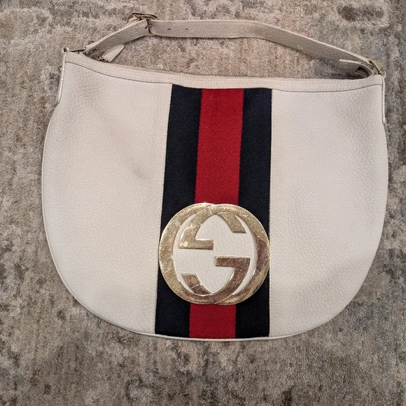 Gucci Sherry Vintage White Leather Hobo Bag - Picture 2 of 13